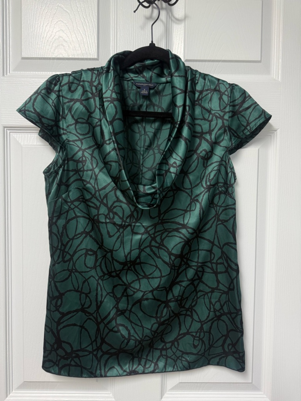 Banana Republic Teal Cowl Neck Short Sleeve Blouse